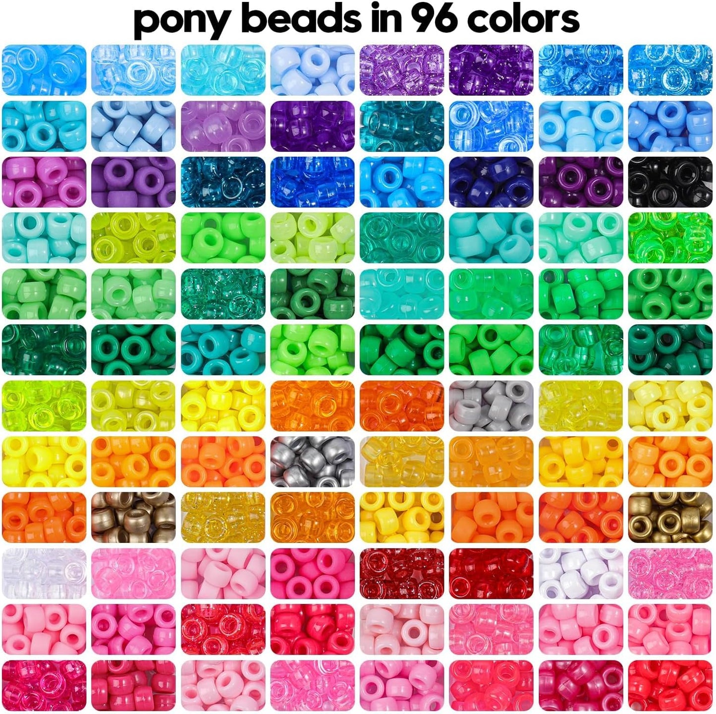4000Pcs Pony Beads Friendship Bracelet Making Kit Included 96 Colors Kandi Bead,Letter Beads,Beads for Bracelet Making Kit DIY Crafts