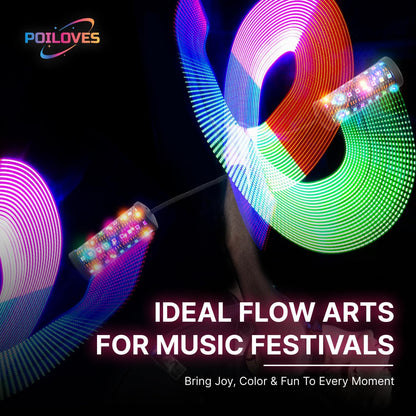 LED Poi Stick, 241 Light Modes USB Rechargeable Magic Glow Stick with Customizable Colors, Profound Visual Effect for Flow Arts Rave Festival Performance
