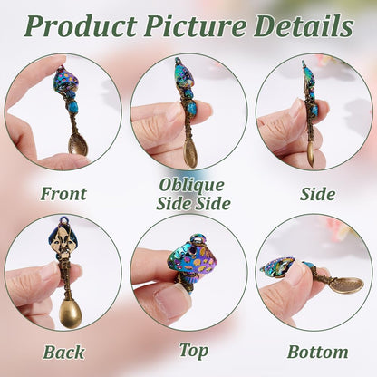 3 Pcs 3 Colors Natural Genstone Pendants, 2.6 Inch Long Mushroom Spoon Alloy Charms Wire Wrapped Necklace Spoons Charms for DIY Craft Jewelry Making Necklace Bracelet Key Chain