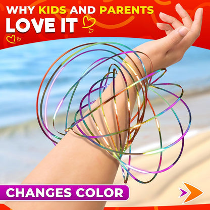 2 Pcs Flow Ring Spinner Ring Arm Toy - 5.1" Color - Changing Fidget Flow Toy with a Pleasant Smooth Surface, Easter Basket Stuffers Addition - Entertaining Geometric Magic Bracelet with Calming Effect