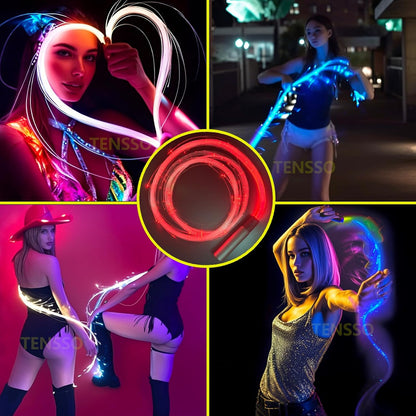 Fiber Optic Whip LED Whips:  6Ft Rechargeable LED Whip Lights for Dance with 7 Colors and 5 Glow Modes, Flow Toy Rave Light Accessories for Dancing, Party, Gift