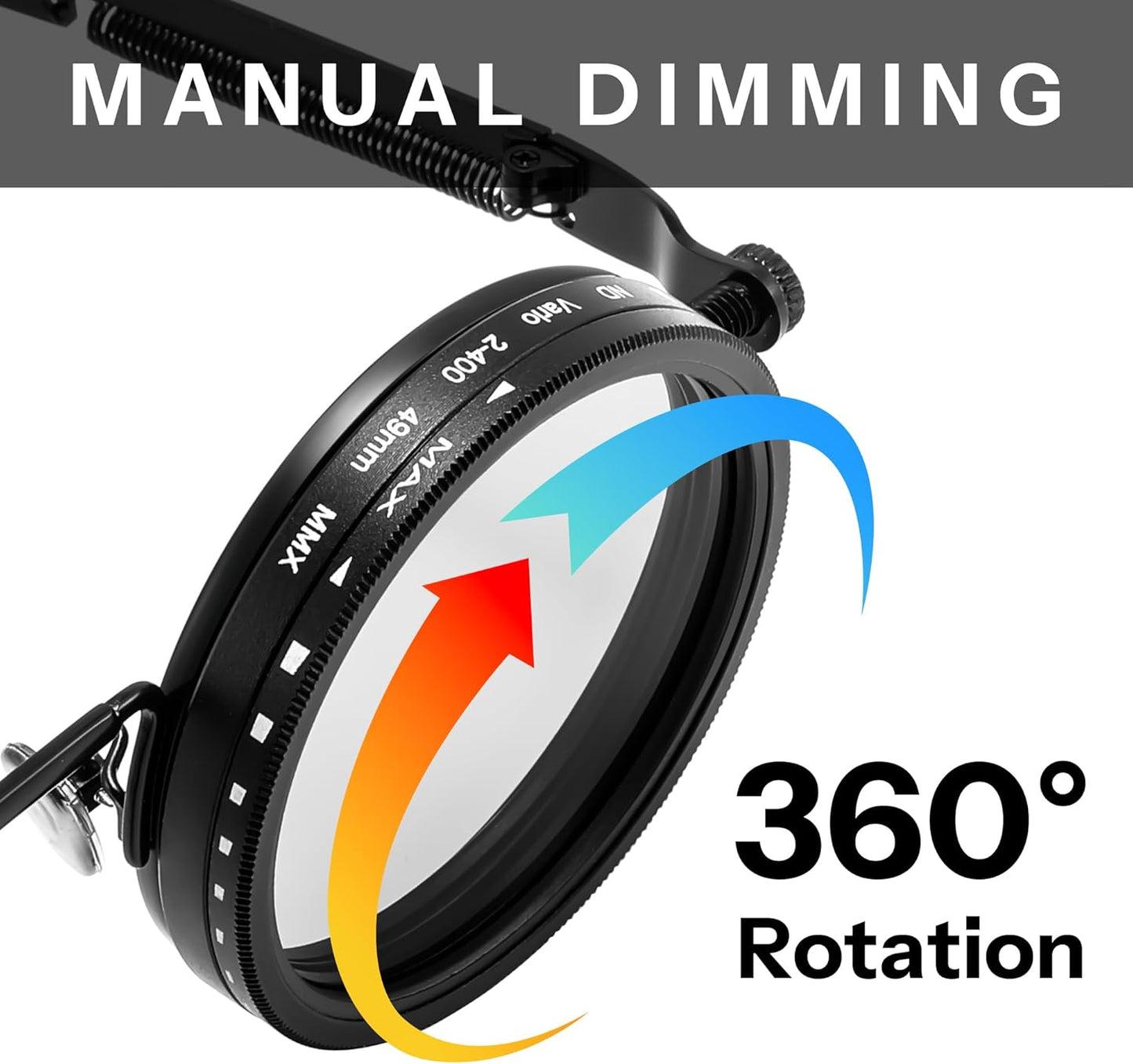 Adjustable Tint Sunglasses Polarized Men, 1-9 Gear Manual Dimming, Steampunk round Metal Frame UV400 ND Filter B1400
