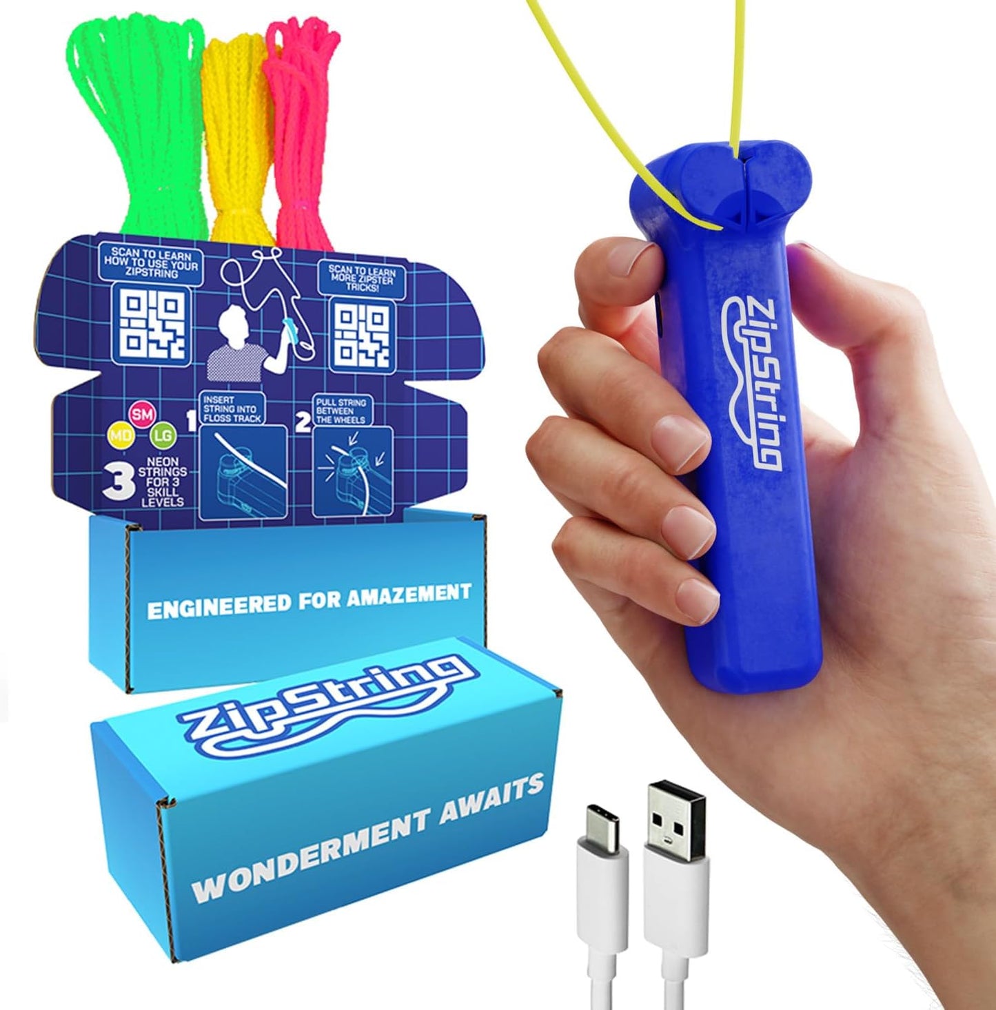 Original - as Seen on Shark Tank - Classic Rope Launcher Toy, Perfect for Kids & Adults - Fly a String Loop in the Air for Endless Tricks & Fun, Wonderment Awaits, Bold Blue