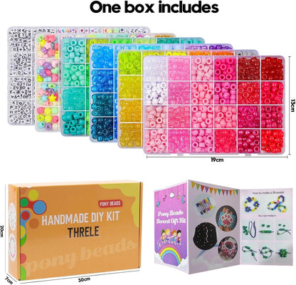 4000Pcs Pony Beads Friendship Bracelet Making Kit Included 96 Colors Kandi Bead,Letter Beads,Beads for Bracelet Making Kit DIY Crafts