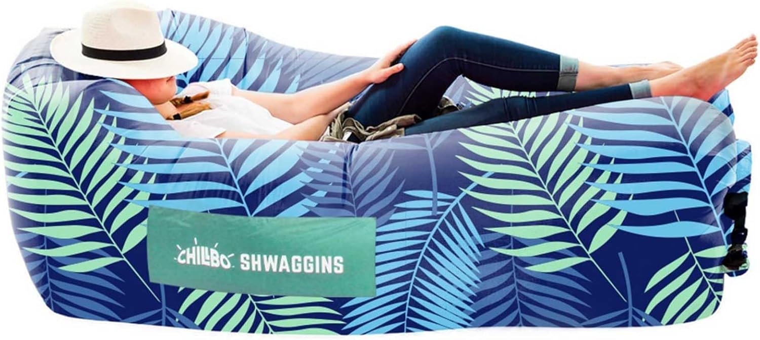 Inflatable Couch – Unique Designs - No-Pump Setup, Ripstop Polyester, Stability Pegs, Fun Prints - Portable Air Inflatable Lounger for Beach, Camping, Festivals, and Tailgating
