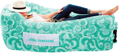 Inflatable Couch – Unique Designs - No-Pump Setup, Ripstop Polyester, Stability Pegs, Fun Prints - Portable Air Inflatable Lounger for Beach, Camping, Festivals, and Tailgating