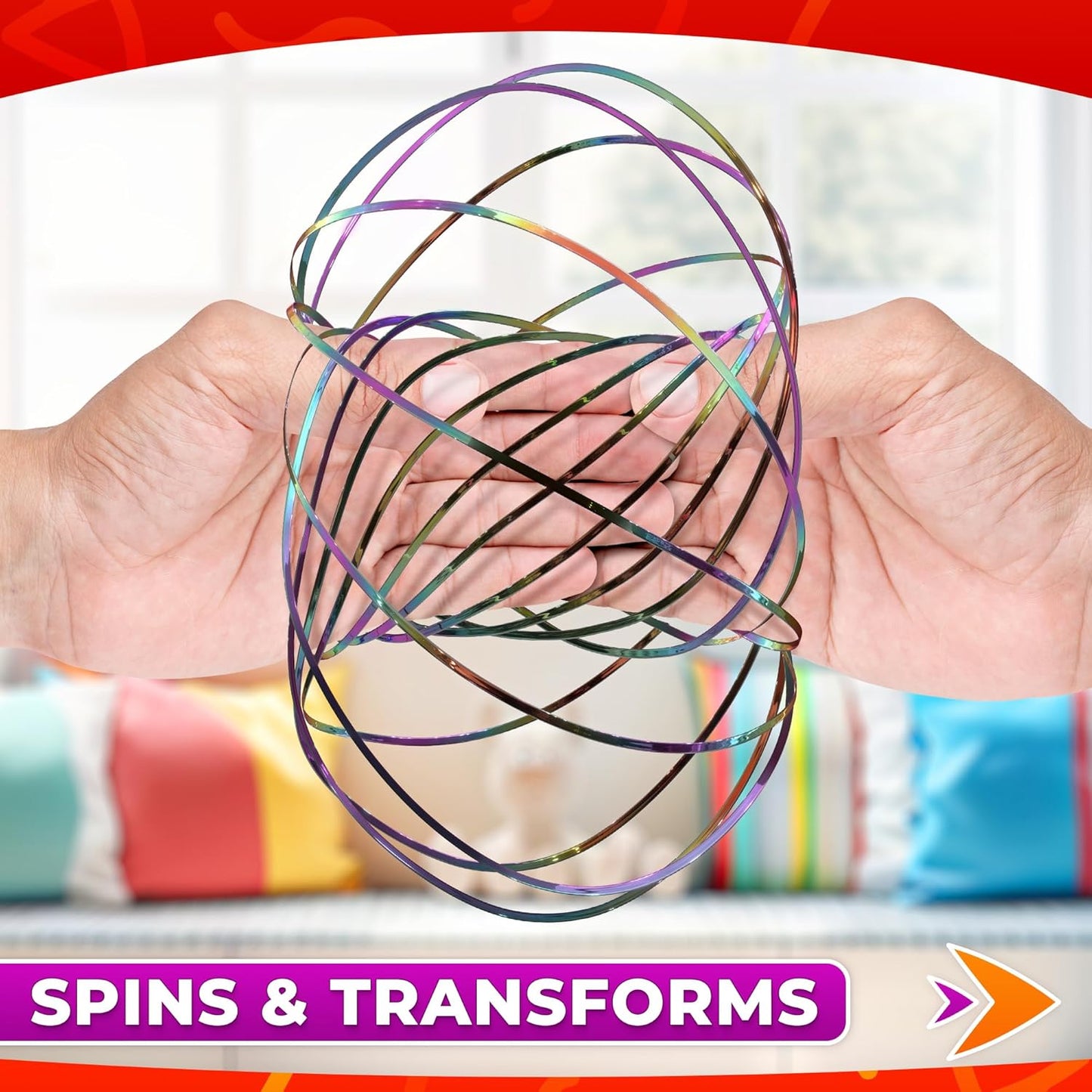 2 Pcs Flow Ring Spinner Ring Arm Toy - 5.1" Color - Changing Fidget Flow Toy with a Pleasant Smooth Surface, Easter Basket Stuffers Addition - Entertaining Geometric Magic Bracelet with Calming Effect