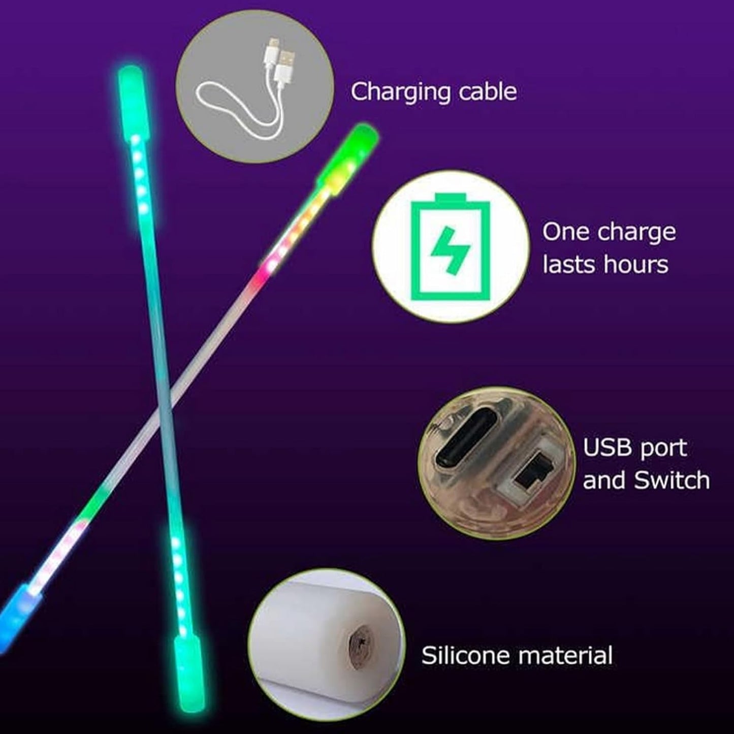 LED Poi LED Staff, Length 47.51 Inches, Stunning Light - Glow Staff Spinning Fun with Remote Control Ideal for Both Beginners and Professional Performers