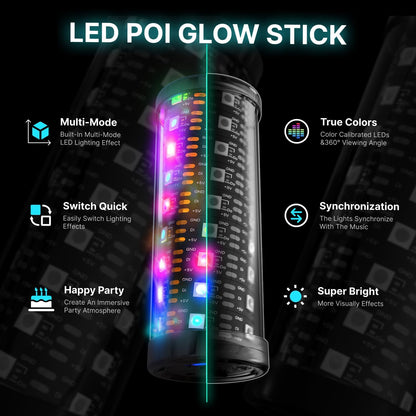 LED Poi Stick, 241 Light Modes USB Rechargeable Magic Glow Stick with Customizable Colors, Profound Visual Effect for Flow Arts Rave Festival Performance
