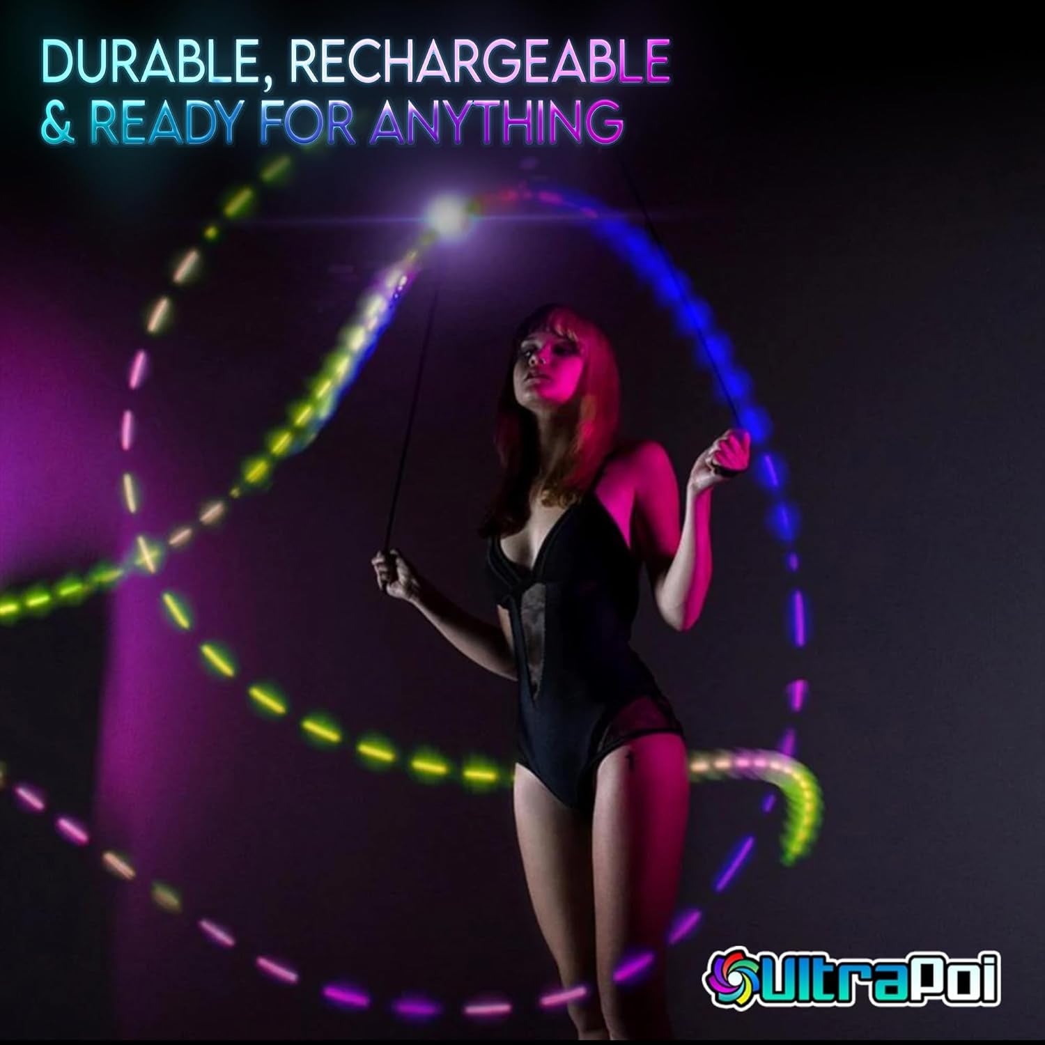 Orbpoi LED Poi Balls – USB Rechargeable Spinning Orb Flow W/ 30+ Color Modes – Glow Poi Balls W/Led Knob Handles & Soft Cases – LED Visual Poi for Rave Parties Festivals & Flow Arts