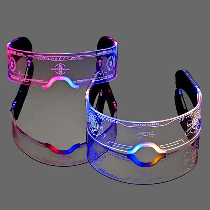 2 Pack Light up Glasses for Party LED Glass for Adults Kids Futuristic Sunglasses 7 Color Neon Glasses Glowing in Dark Accessories,Gifts(Elegant Style)