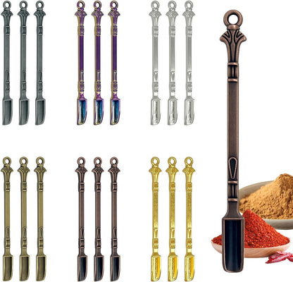 18-Pack Mini Spoons, 3-Inch Metal Tiny Shovels, Small Medicine Spoons for Home Kitchen Spices, Necklace Charms Pendants DIY Craft Making (6 Colors)
