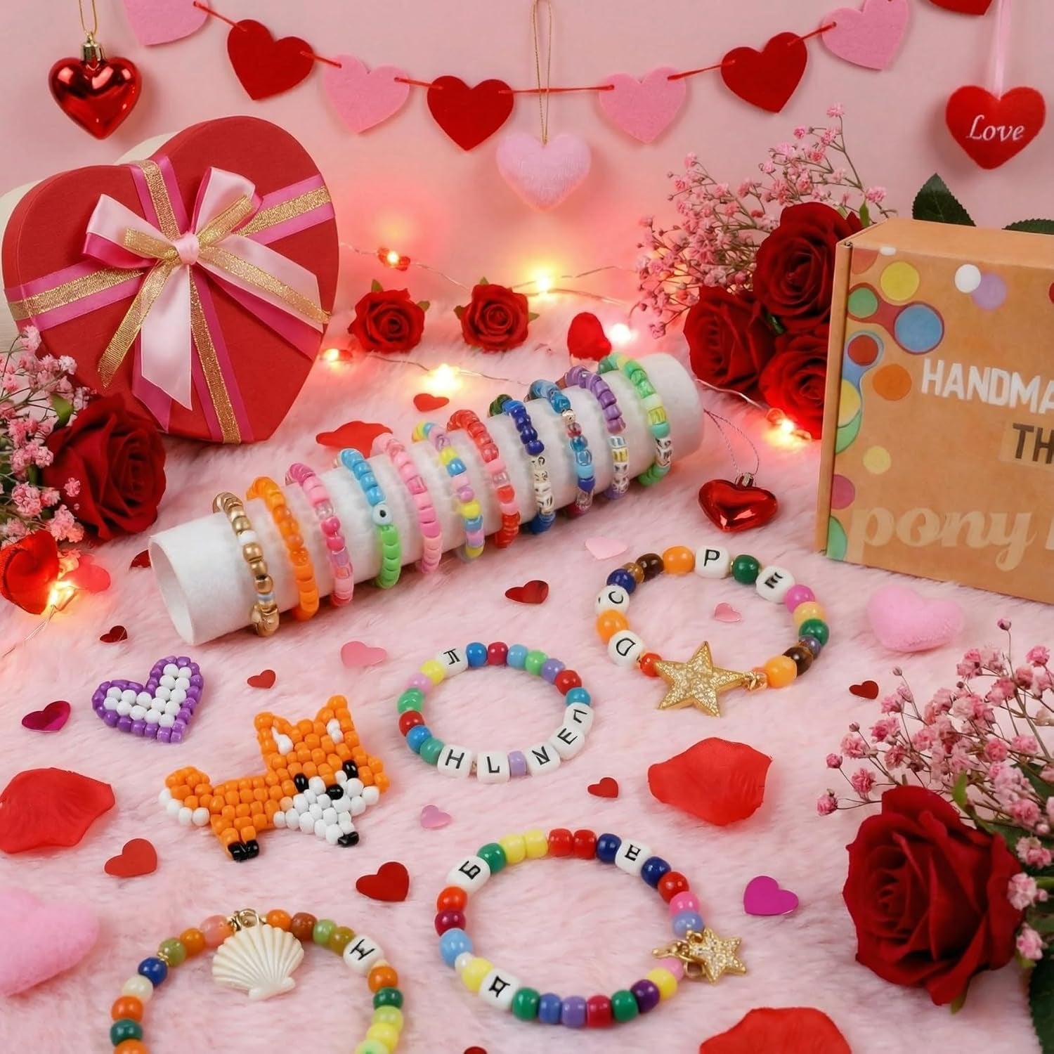 4000Pcs Pony Beads Friendship Bracelet Making Kit Included 96 Colors Kandi Bead,Letter Beads,Beads for Bracelet Making Kit DIY Crafts