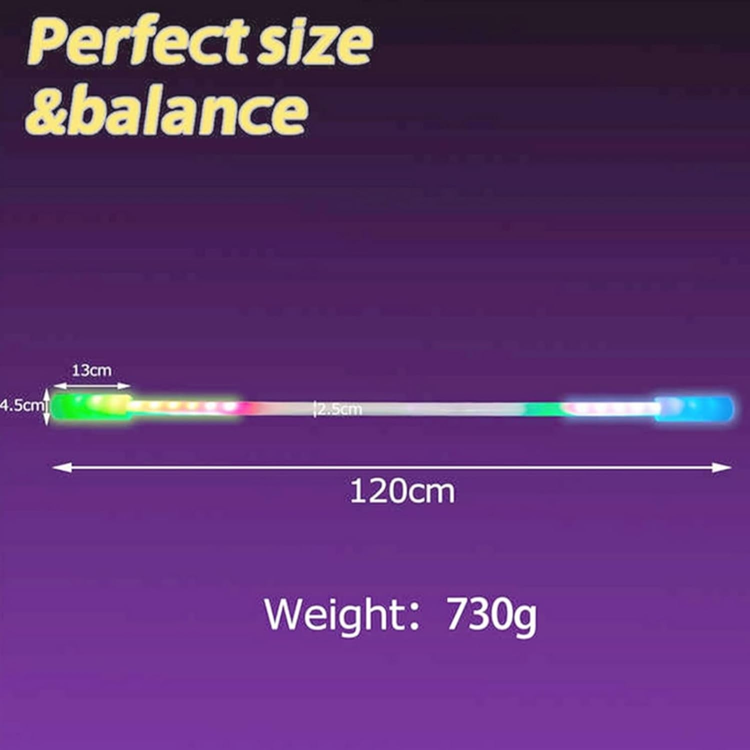 LED Poi LED Staff, Length 47.51 Inches, Stunning Light - Glow Staff Spinning Fun with Remote Control Ideal for Both Beginners and Professional Performers