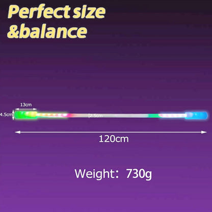 LED Poi LED Staff, Length 47.51 Inches, Stunning Light - Glow Staff Spinning Fun with Remote Control Ideal for Both Beginners and Professional Performers