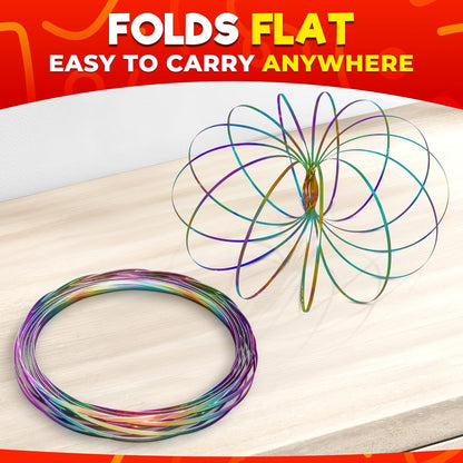 2 Pcs Flow Ring Spinner Ring Arm Toy - 5.1" Color - Changing Fidget Flow Toy with a Pleasant Smooth Surface, Easter Basket Stuffers Addition - Entertaining Geometric Magic Bracelet with Calming Effect