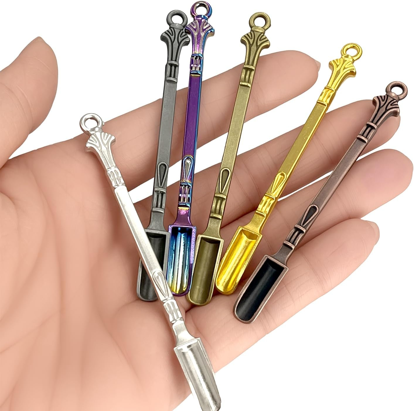 18-Pack Mini Spoons, 3-Inch Metal Tiny Shovels, Small Medicine Spoons for Home Kitchen Spices, Necklace Charms Pendants DIY Craft Making (6 Colors)