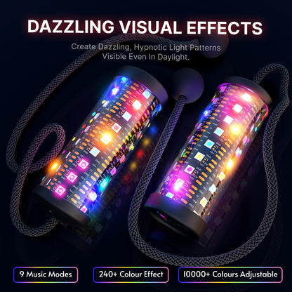 LED Poi Stick, 241 Light Modes USB Rechargeable Magic Glow Stick with Customizable Colors, Profound Visual Effect for Flow Arts Rave Festival Performance
